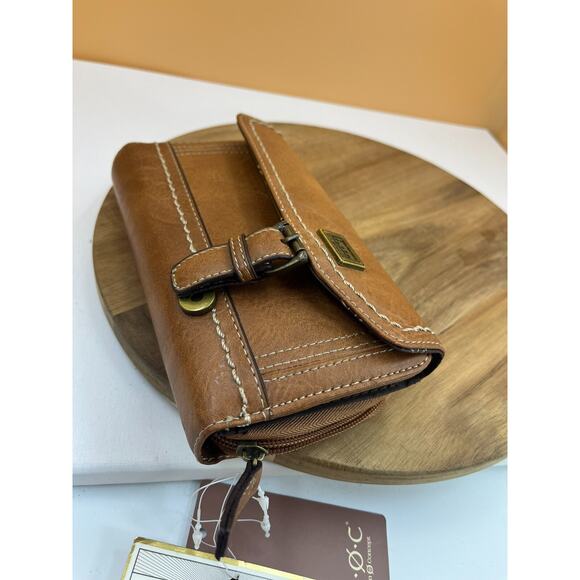 b.o.c Born Concept Clutch Wallet dark tan Faux Leather Snap NWT - Picture 15 of 16